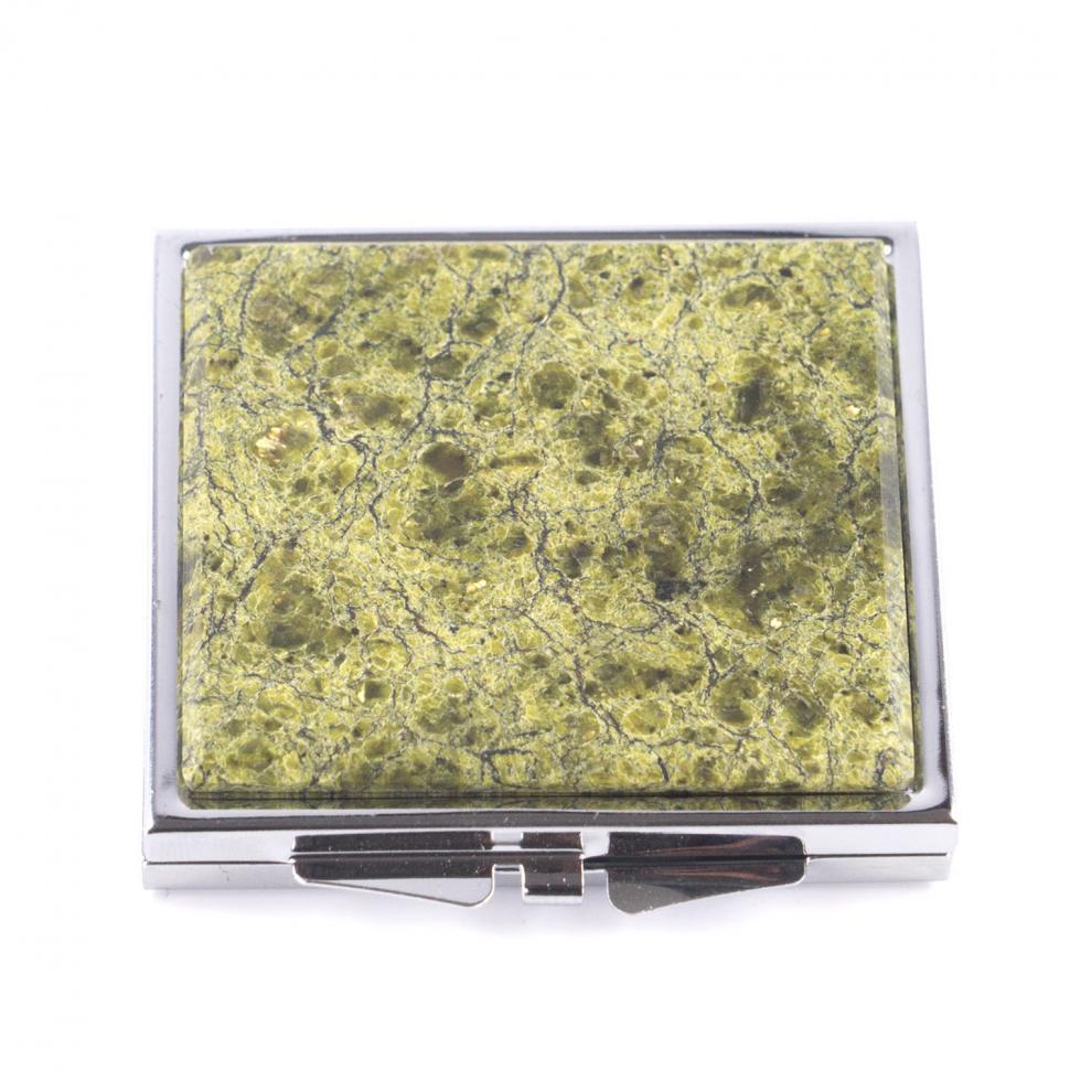 Зеркальце квадратное из змеевика цвет серебро фото 1 — 