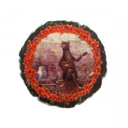 Магнит &quot;Кот гитарист&quot; на змеевике — 