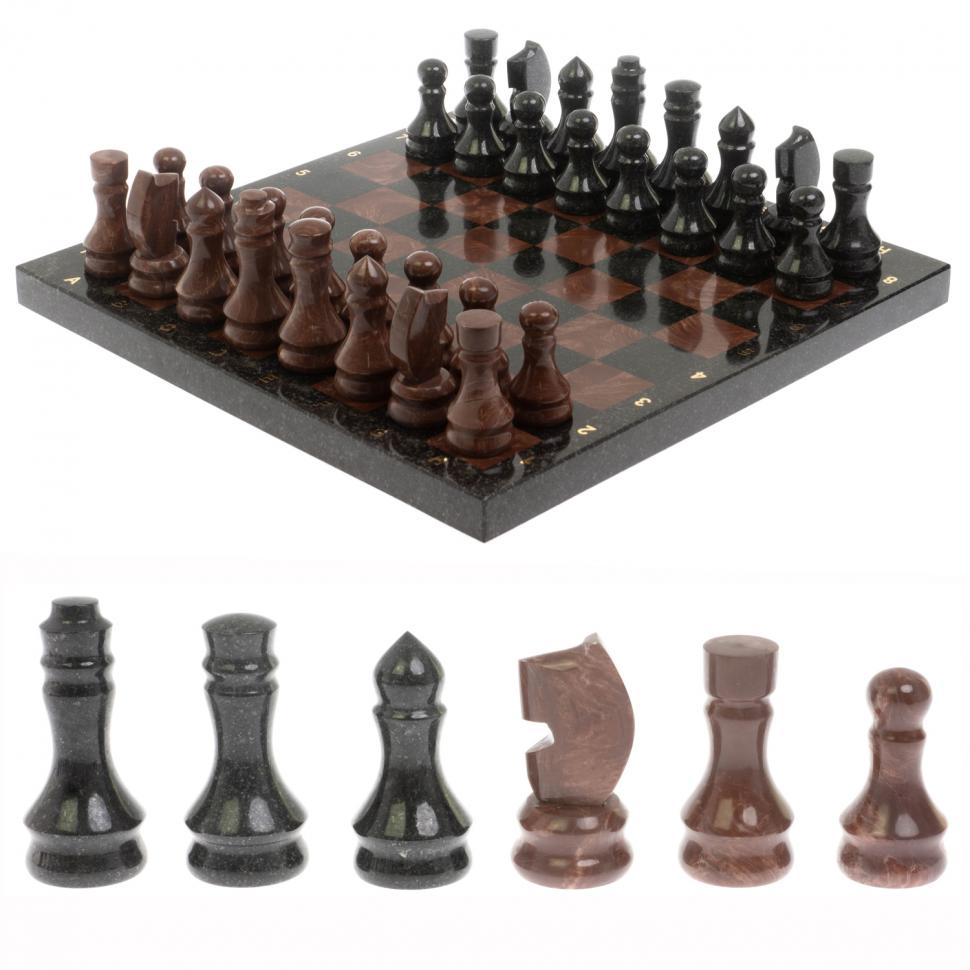 Шахматы " Традиционные" змеевик, лемезит 40х40 см фото 1 — 
