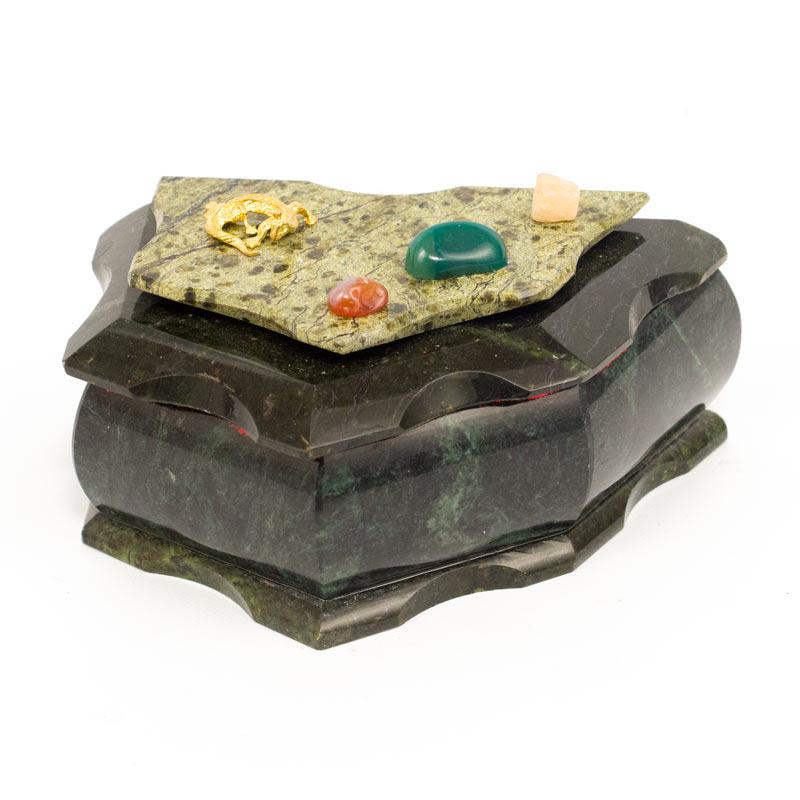 Шкатулка скошенная большая змеевик 17х10х9 см фото 1 — 