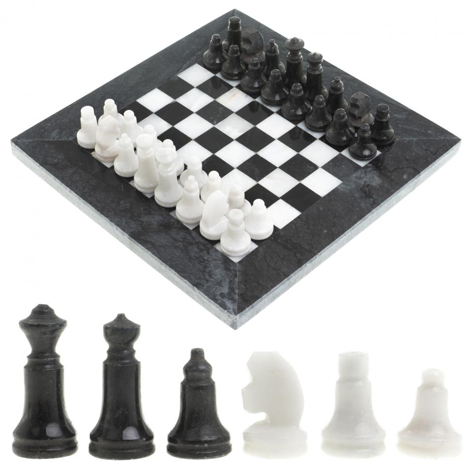 Шахматы "Сувенирные" доска 20х20 см мрамор фото 1 — 