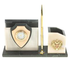Настольная визитница &quot;Щит&quot; из мрамора — 