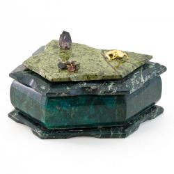 Шкатулка камень змеевик 17х13х8 см — 