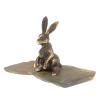 Сувенир из бронзы на подставке из яшмы "Зайчик" фото 2 — 