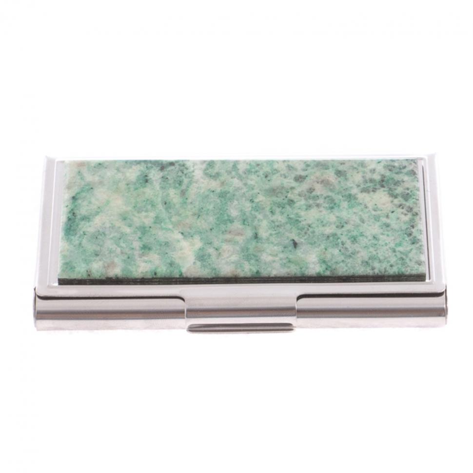 Карманная визитница из камня лиственит цвет серебро фото 1 — 