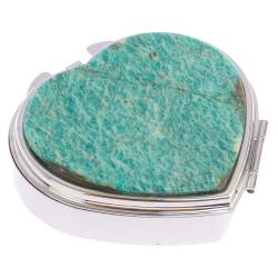 Таблетница &quot;Сердце&quot; на 3 отделения камень амазонит цвет серебро — 