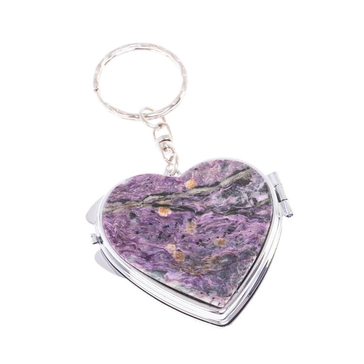 Складное зеркало брелок чароит Сердце фото 1 — 