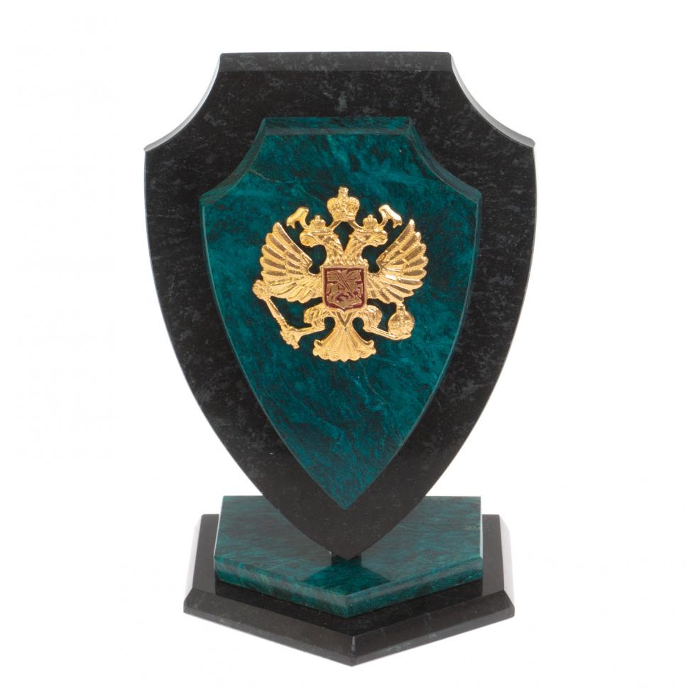 Сувенир "Щит с гербом России" камень змеевик 11х7х16 см фото 1 — 