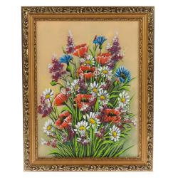 Картина из каменной крошки &quot;Полевые цветы&quot; багет 30х40 см желтый фон — 