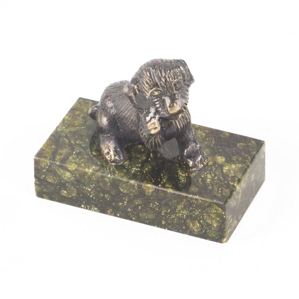 Статуэтка из бронзы и змеевика "Собачка малая №9" фото 1 — 