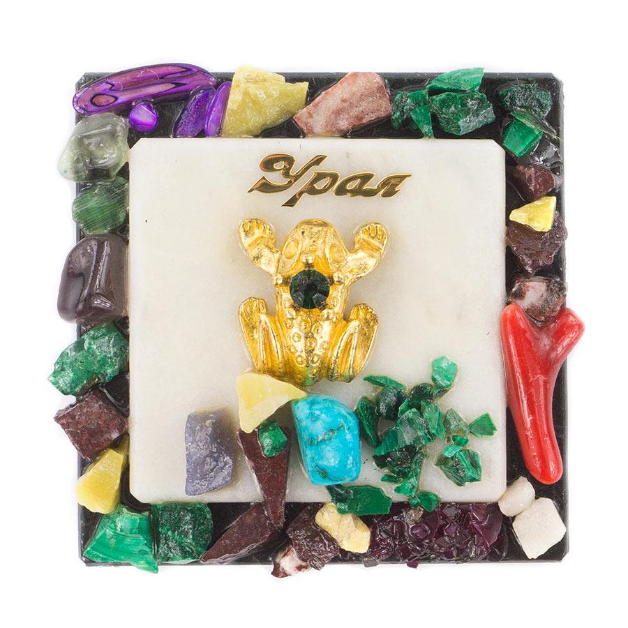 Магнит с лягушкой "Урал" мрамор змеевик фото 1 — 