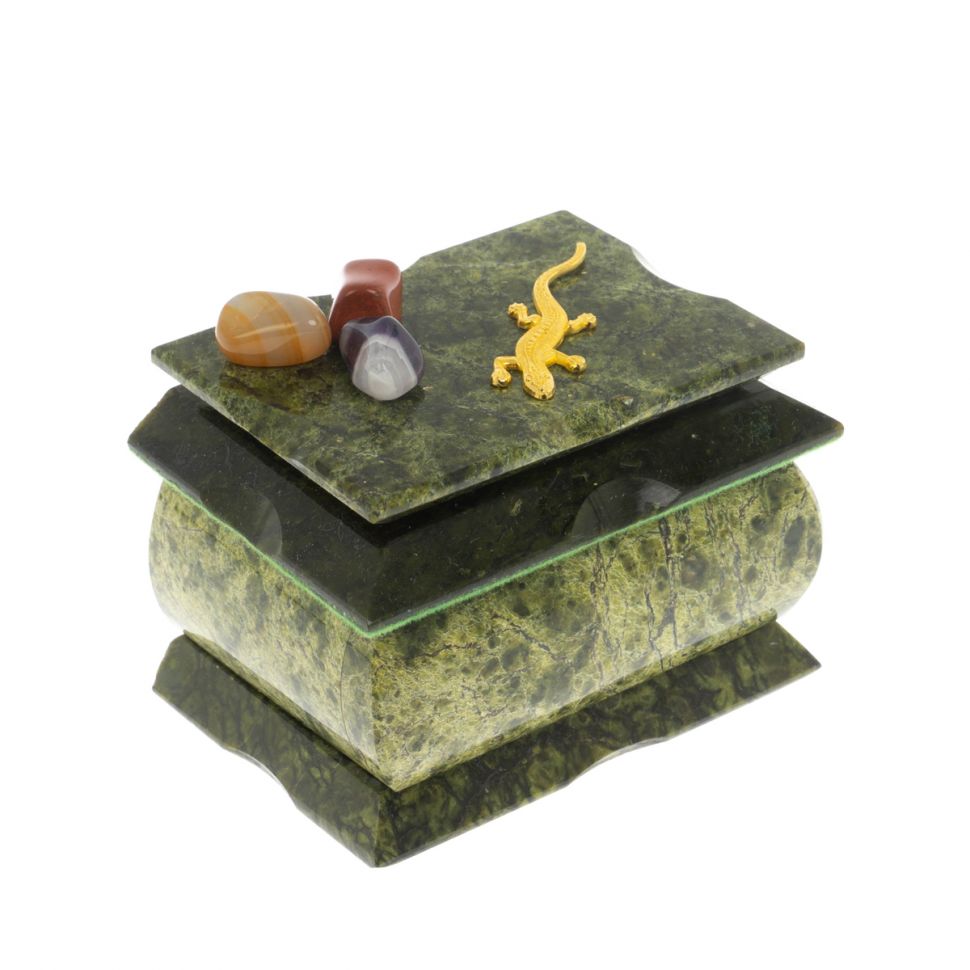 Шкатулка "Оригинал" малая из змеевика без зеркала 9,5х7х7 см фото 1 — 