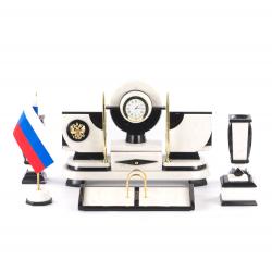 Настольный набор из мрамора &quot;Престиж&quot; с символикой России — 