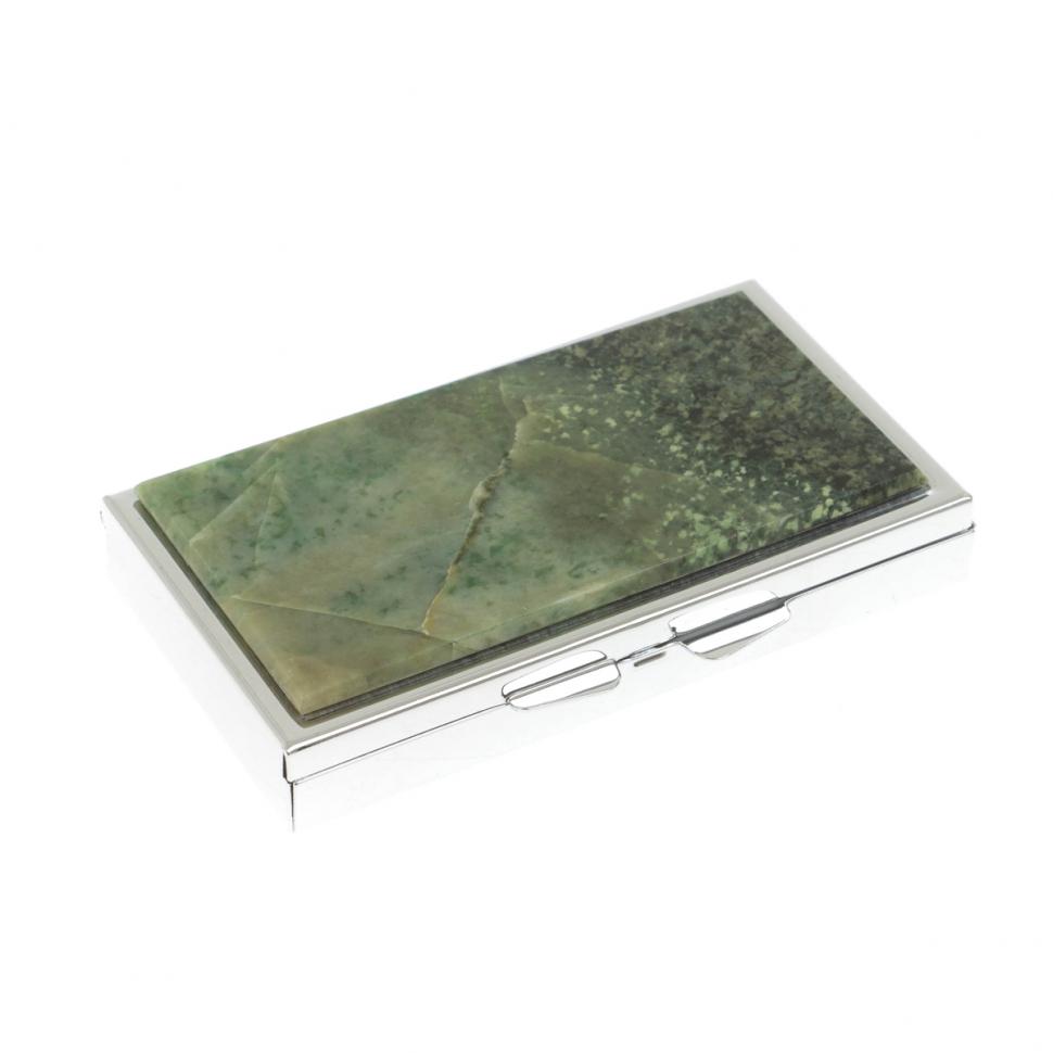 Таблетница на 3 отделения камень жадеит цвет серебро фото 1 — 