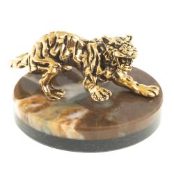 Фигурка &quot;Рычащий тигр&quot; камень офиокальцит коричневый — 