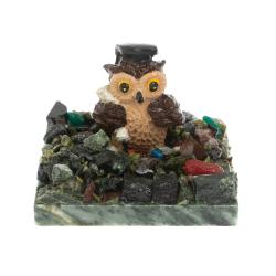 Сувенир &quot;Филин ученый&quot; змеевик самоцветы — 