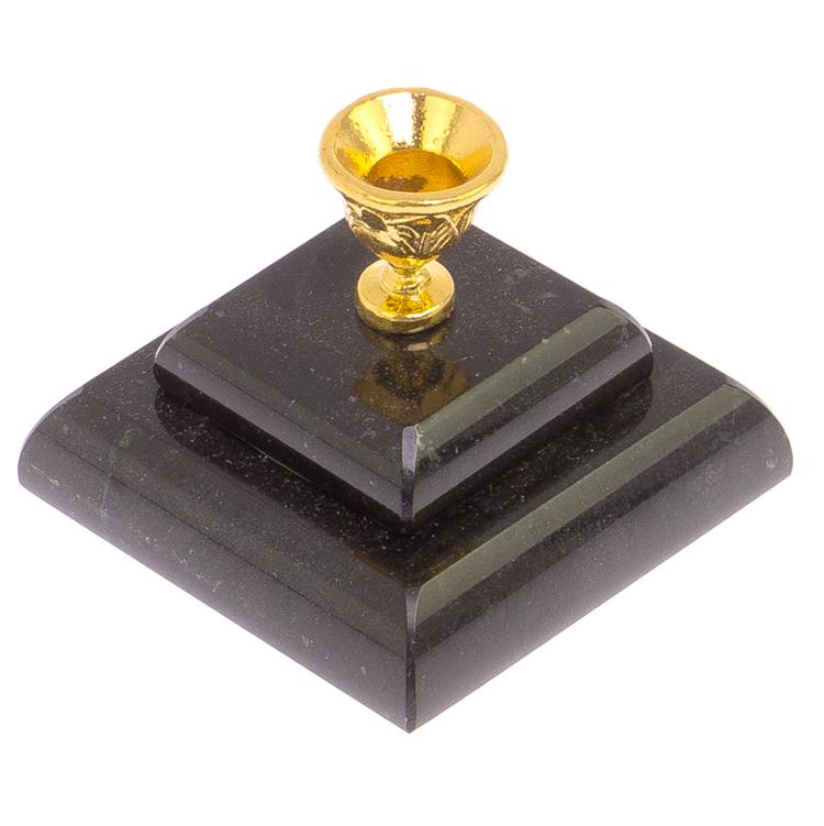 Подсвечник церковный двойной из черного змеевика (d10) фото 1 — 