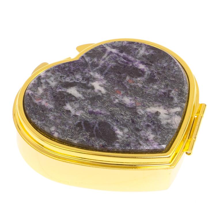 Таблетница "Сердце" на 3 отделения камень гетчеллит цвет золото фото 1 — 