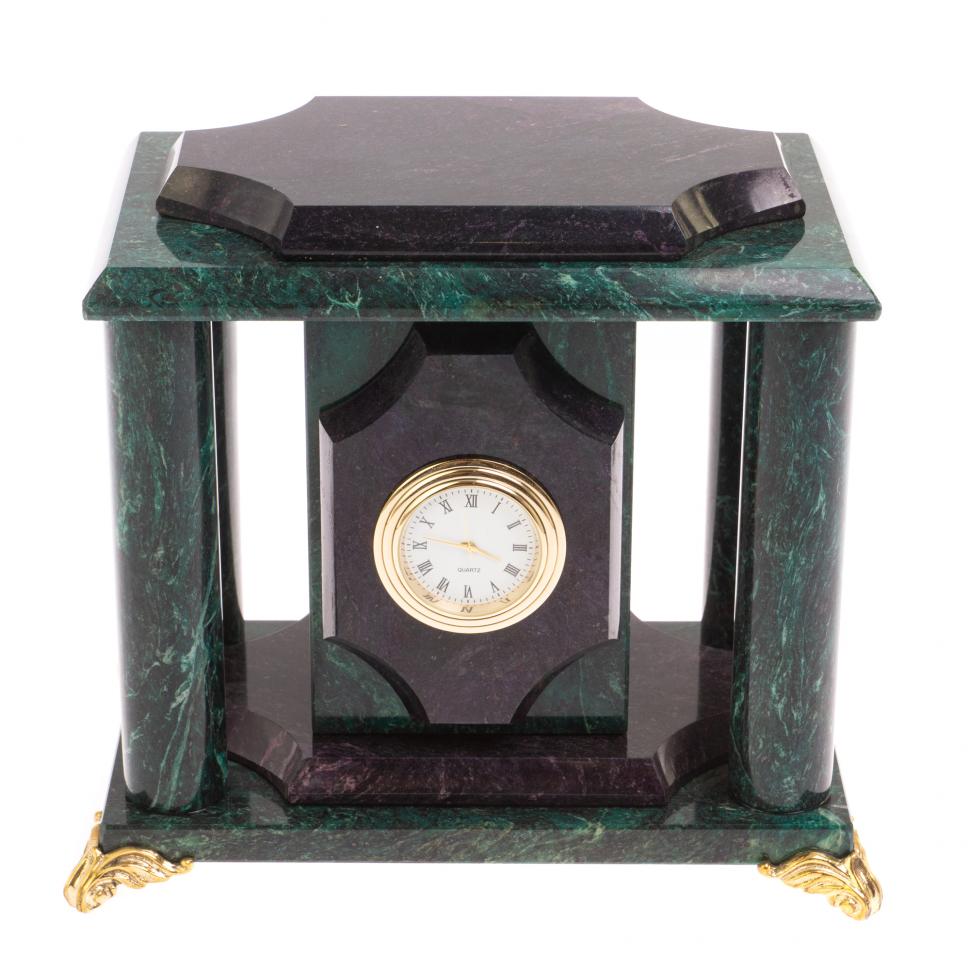 Часы из шабровского змеевика 17х12х17 см фото 1 — 