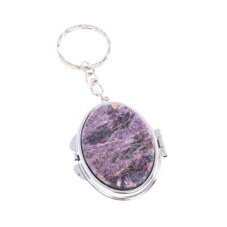 Складное зеркало брелок чароит овальное фото 1 — 