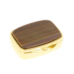 Таблетница на 2 отделения тигровый глаз цвет золото — 