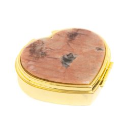 Таблетница &quot;Сердце&quot; на 3 отделения камень пегматит цвет золото — 