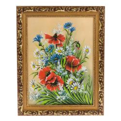 Картина из каменной крошки &quot;Полевые цветы&quot; багет 30х40 см зеленый фон — 