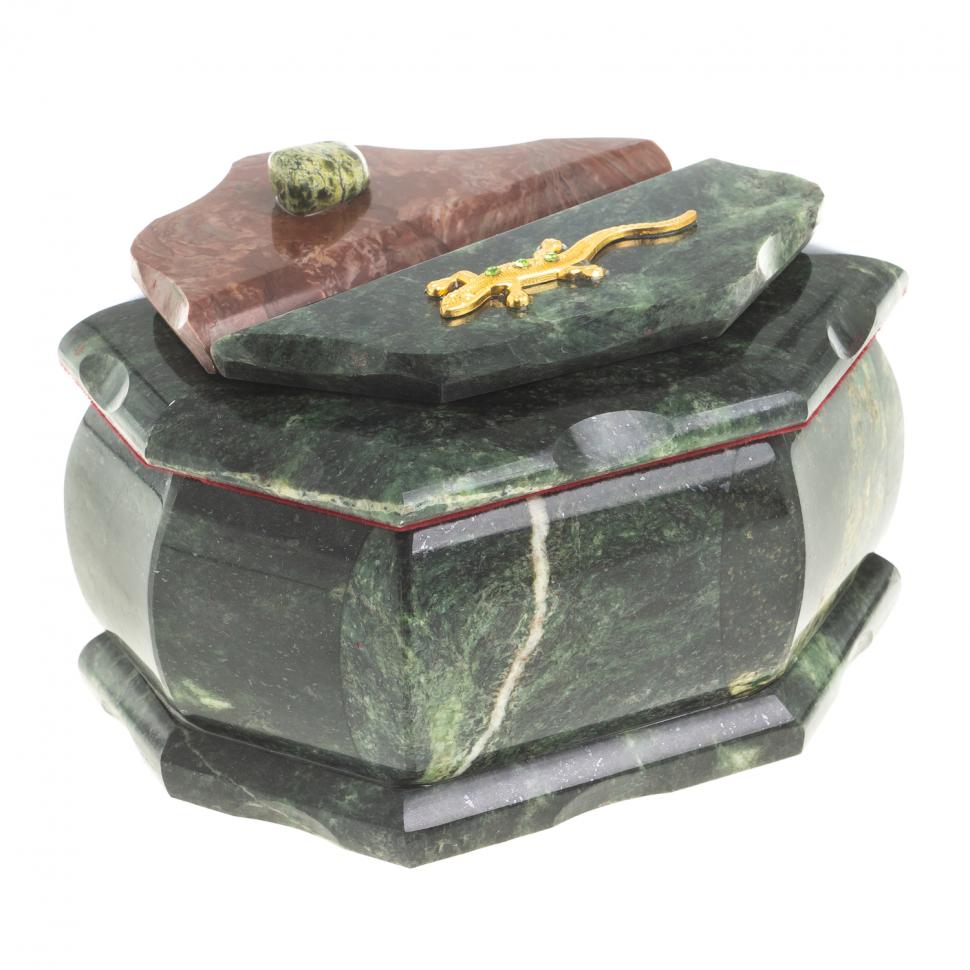 Шкатулка "Ракушка" камень змеевик 14х10х9 см фото 1 — 