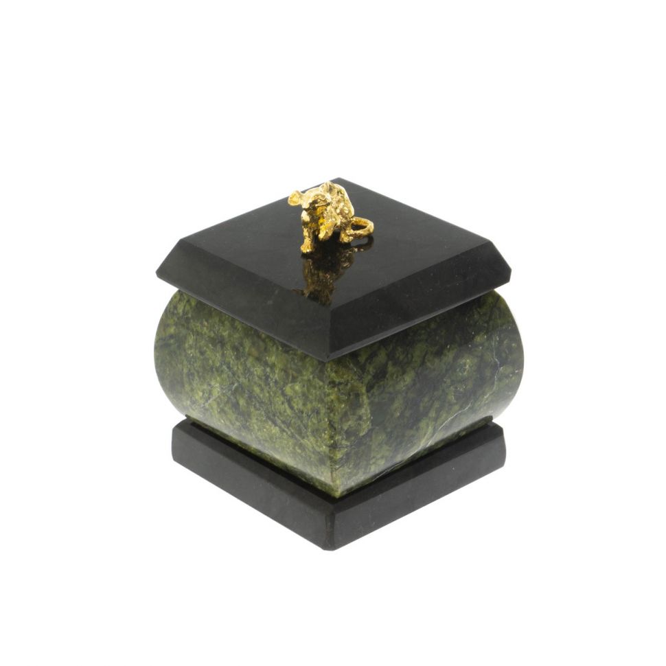 Шкатулка "Мышка" из змеевика 4,5х4,5х6 см фото 1 — 