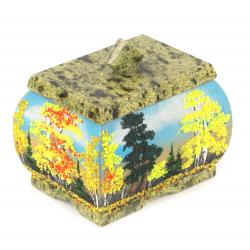 Шкатулка с рисунком &quot;Осень&quot; змеевик 10х7,5х9 см — 