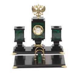 Письменный набор из малахита &quot;Гербовый&quot; — 