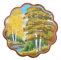 Панно круглое &quot;Осень&quot; 20х20 см каменная крошка — 