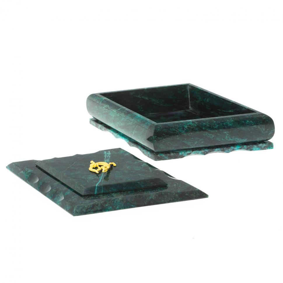 Шкатулка из натурального камня "Ромб" змеевик 23х13х6,5 см фото 1 — 