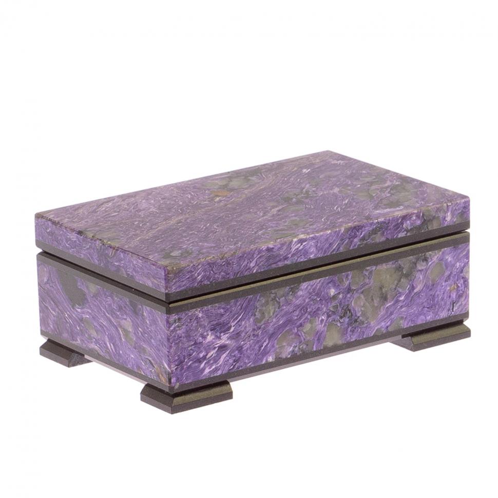 Шкатулка из чароита 11х7х4,5 см фото 1 — 