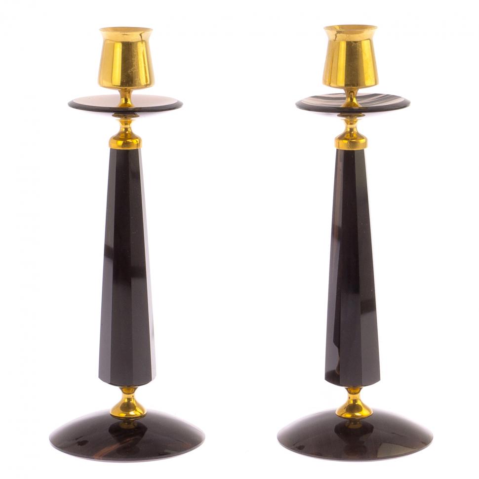 Подсвечники "Грани" из черного обсидиана (пара) фото 1 — 