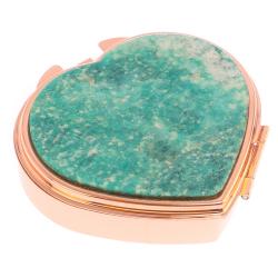 Таблетница &quot;Сердце&quot; на 3 отделения камень амазонит цвет красное золото — 