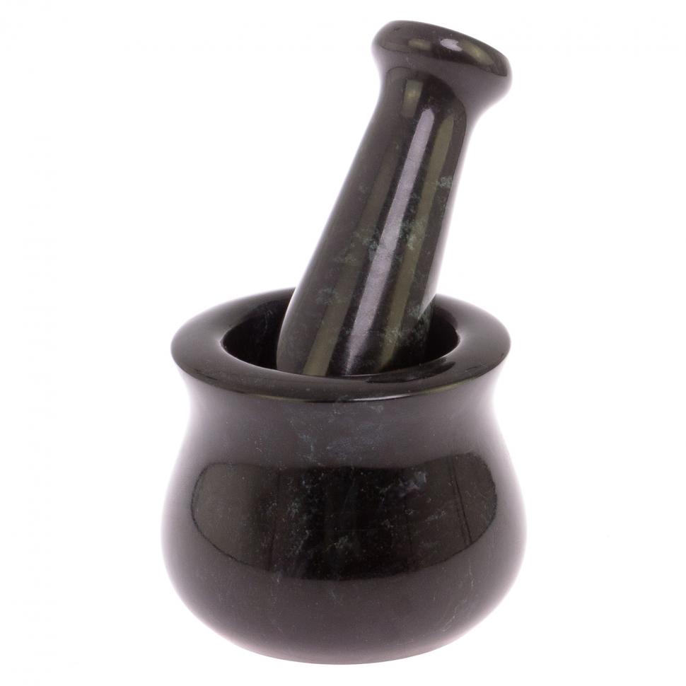 Каменная ступка из черного змеевика фото 1 — 