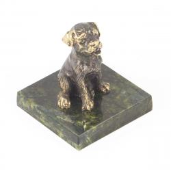 Статуэтка &quot;Собачка средняя №6&quot; из бронзы и змеевика — 