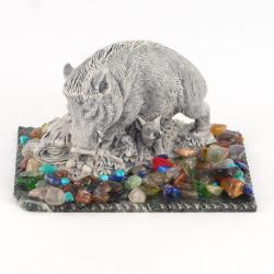 Сувенир &quot;Кабан с поросятами&quot; из мрамолита — 