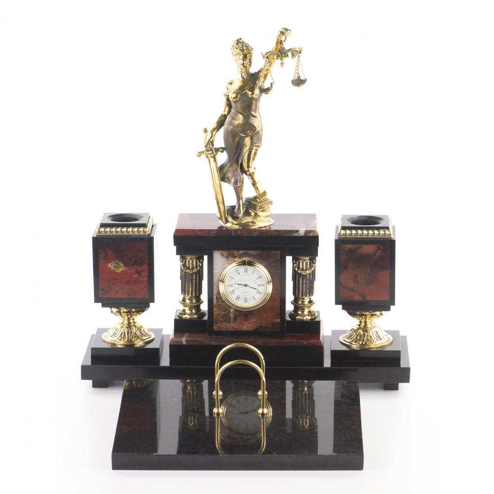 Настольный набор "Фемида" из яшмы и бронзы фото 1 — 