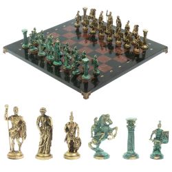 Шахматы &quot;Римские войны&quot; фигуры бронза / патина 44х44 см лемезит — 
