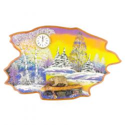 Часы с картиной &quot;Медведь идет зима&quot; 50х32 см каменная крошка — 