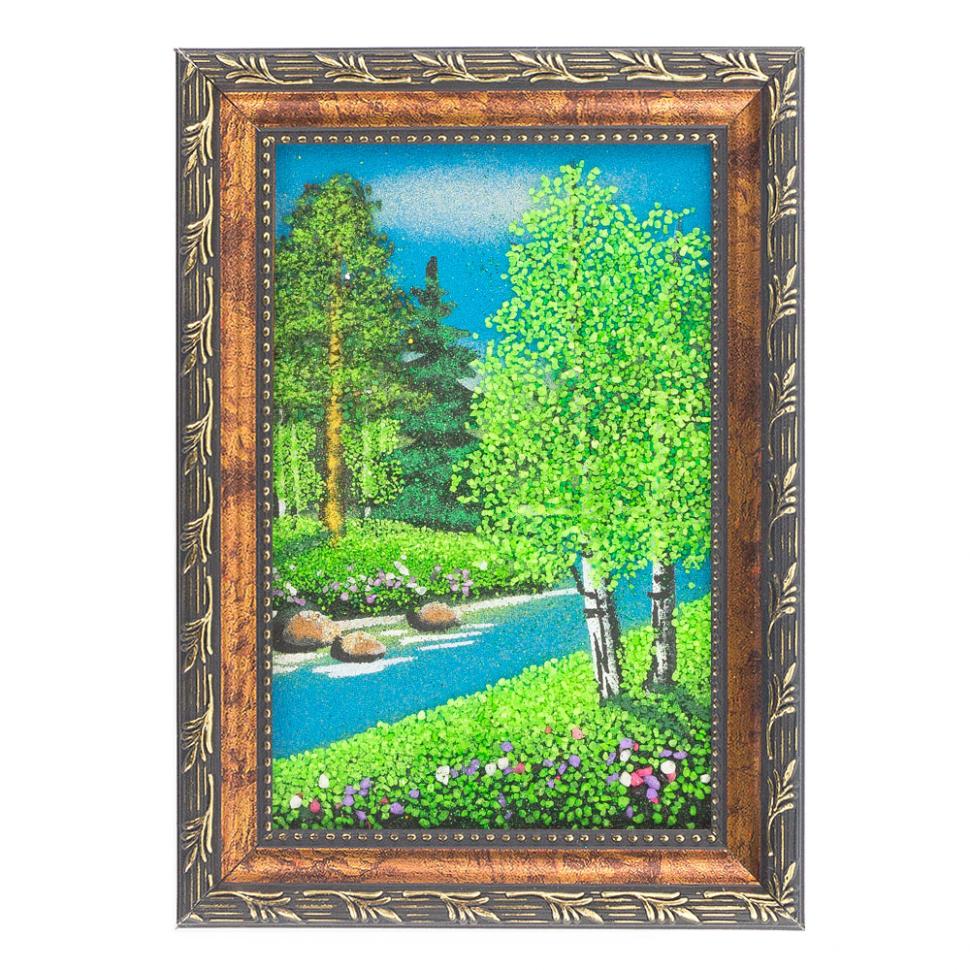 Картина "Летний пейзаж" рамка багет 10х15 см, каменная крошка фото 1 — 