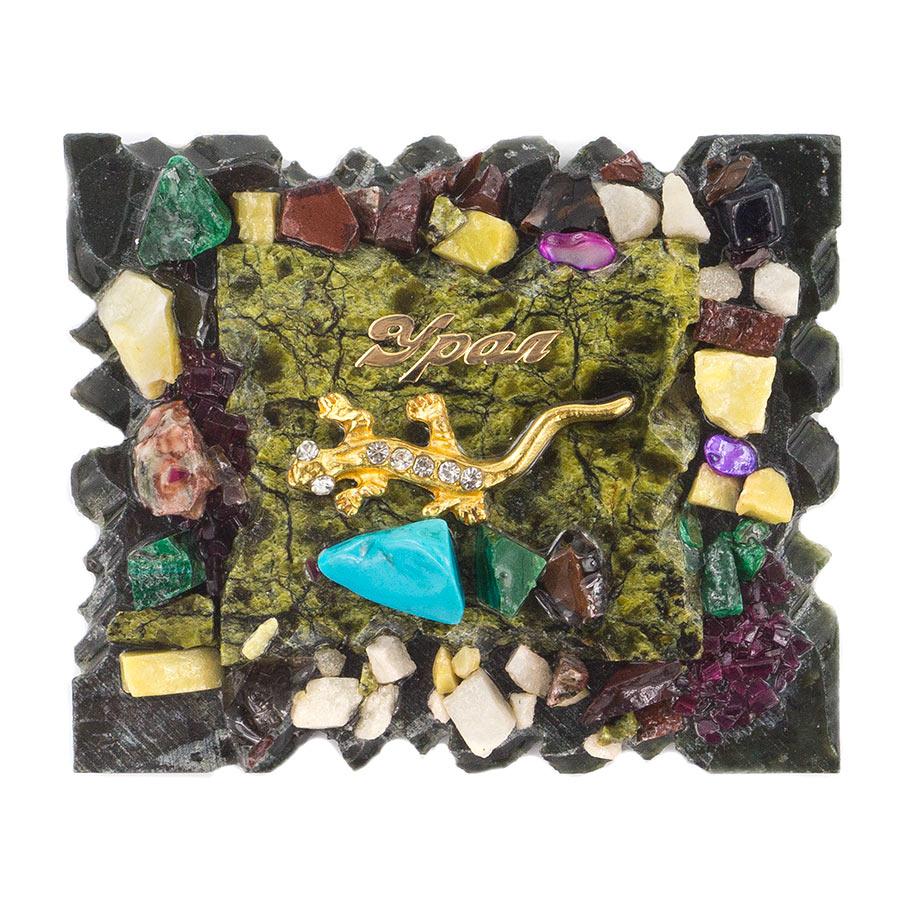 Магнит с ящерицей "Урал" змеевик фото 1 — 