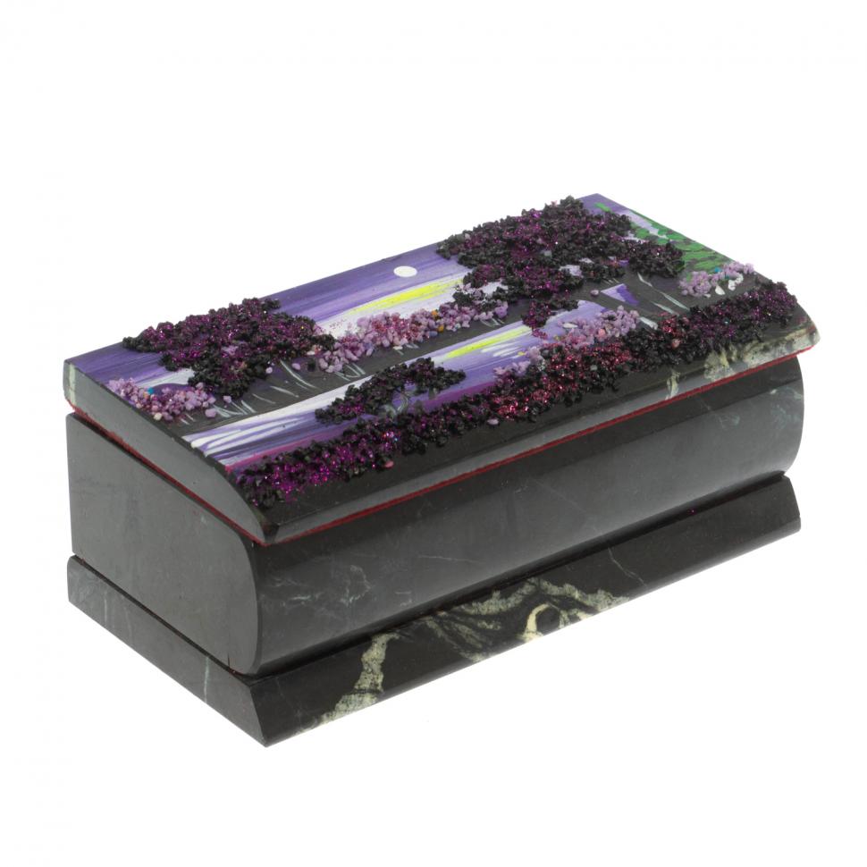 Шкатулка "Рассвет" из черного змеевика 14х7х5 см фото 1 — 