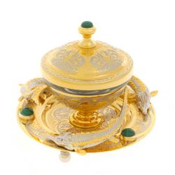 Икорница "Три осетра" малахит &mdash; 