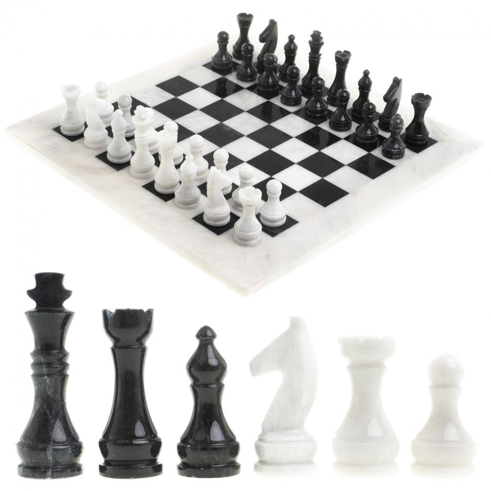 Шахматы "Классические" доска 38х38 см камень мрамор фото 1 — 