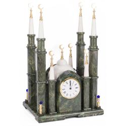 Часы &quot;Мечеть&quot; из камня змеевик мрамор большая — 