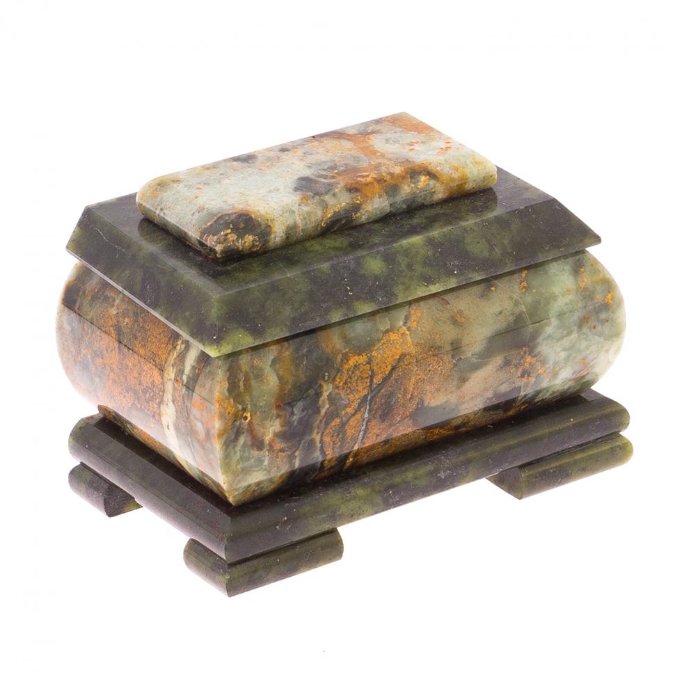 Шкатулка из офиокальцита 10х6,5х6,7 см фото 1 — 