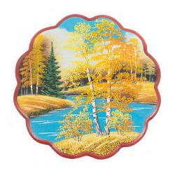 Панно с рисунком из камня &quot;Осенний пейзаж&quot; круглое 36x36 см — 